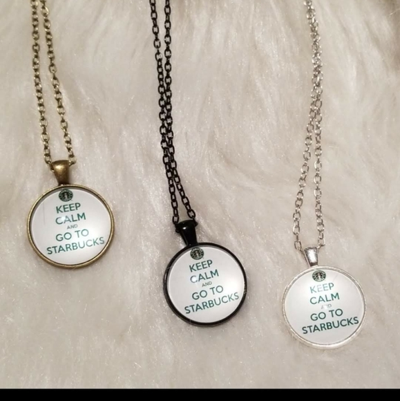 BRONZE keep calm and go to Starbucks neclace - Picture 3 of 7